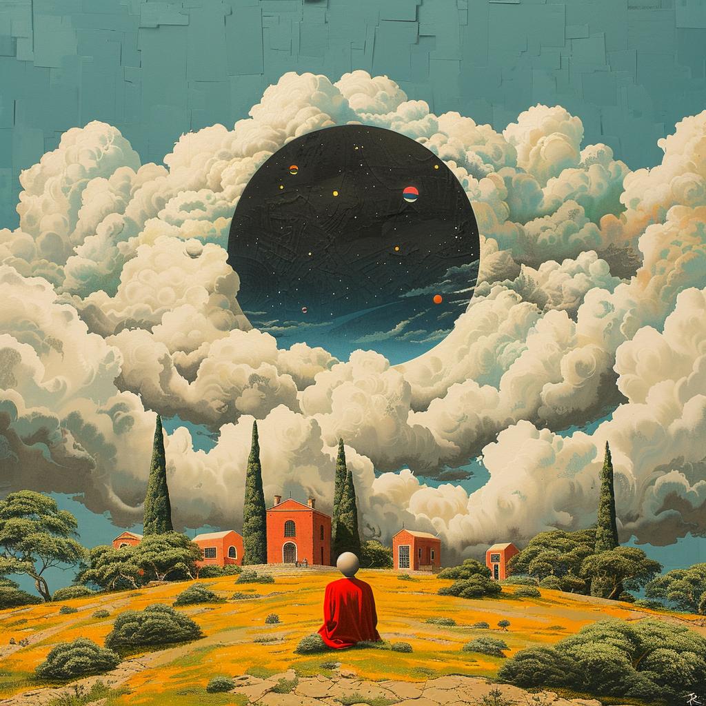 surreal  man  field  clouds  black  hole  painting  Seth  Globepainter  creative 960363