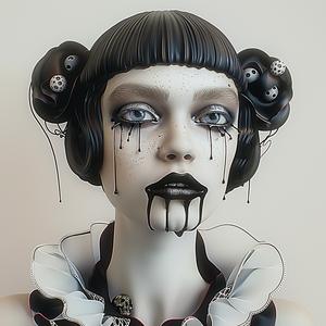 woman  blackmakeup  clown  artwork  dramatic  stylized  portrait  unique  visual  makeup 1073229