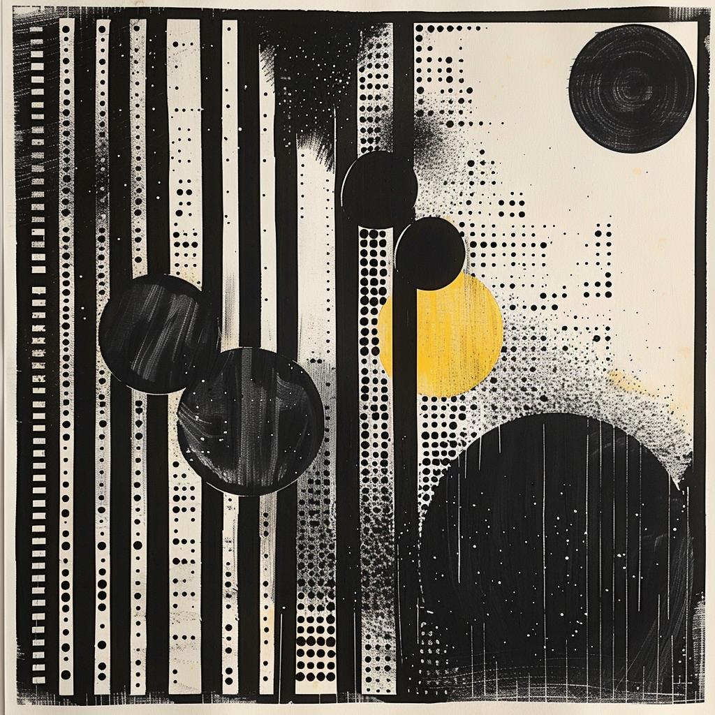 linocut  print  black  white  halftone  abstract  dots  lines  pattern  geometric 963904