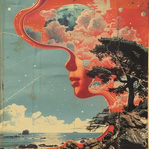 woman  clouds  album  cover  surreal  symbolist  risograph  hyper-realistic  poster  illustration 1078537