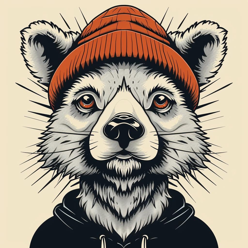 red  panda  hoodie  hat  street  culture  aggressive  minimal  urban  illustration 959369