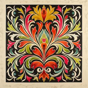 thorns  leafy  damask  bold  floral  dynamic  neon  symmetry  artnouveau  linocut 1078927