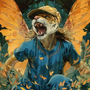 chromolithography  tiger  wings  shirt  colorful  art  fantasy  creative  detailed  whimsical 1050926