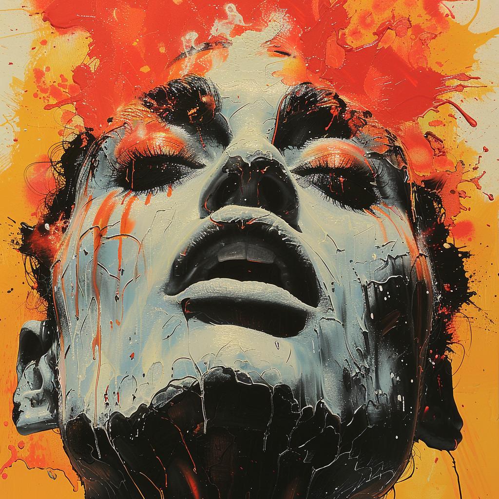 woman  red  paint  splatter  face  vivid  expression  artistic  popart  illustration 939730