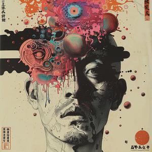 surreal  colorful  man  portrait  album  cover  symbolism  hyper-realistic  screenprint  risograph 1078461