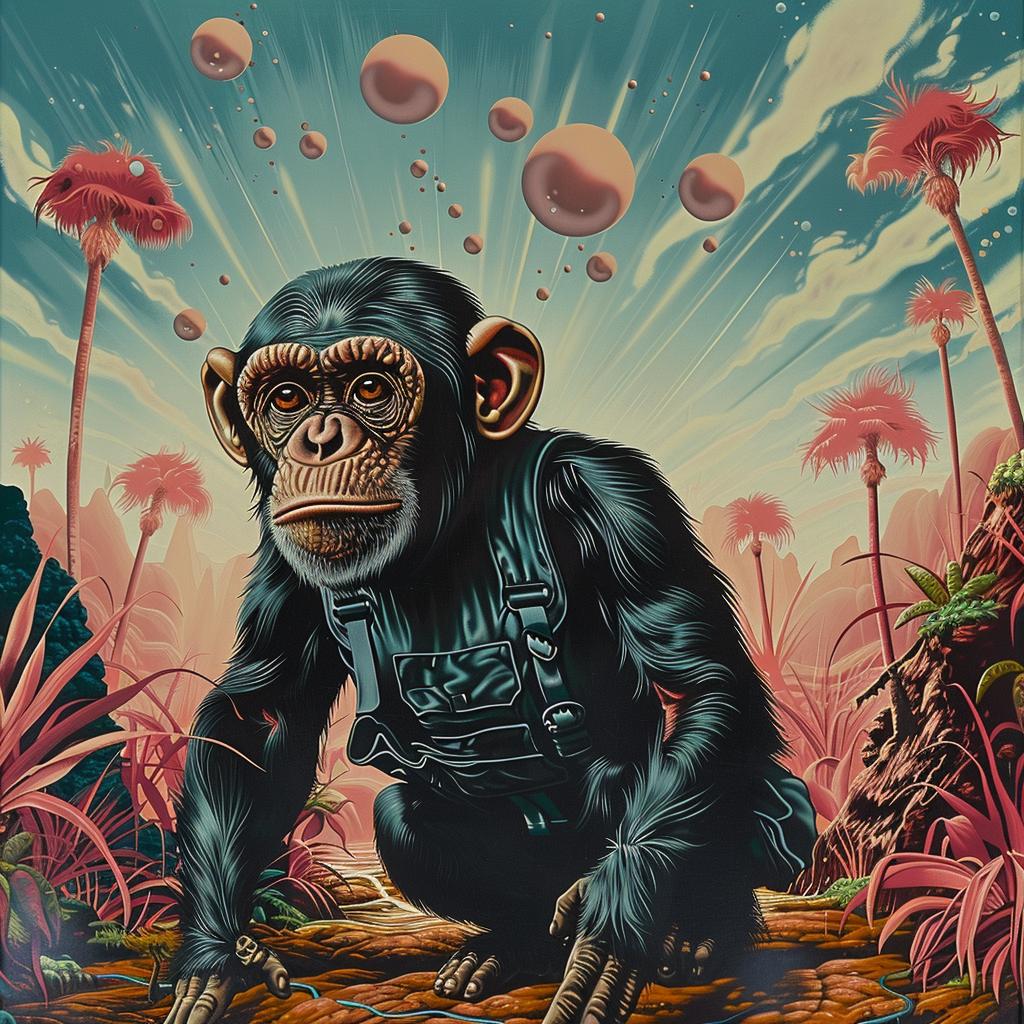chimp  poster  movie  art  colorful  illustration  design  whimsical  playful  animal 978495