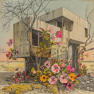 abandoned  flora  black-and-white  Wright  painting  decrepit  technicolor  house  flowers  landscape 1036475