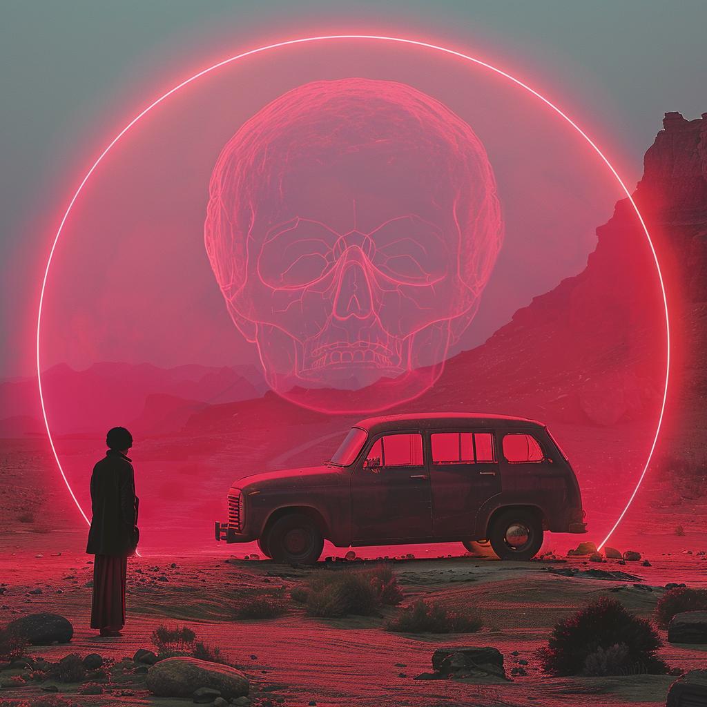 surreal  album  cover  neon  lights  death  desert  car  unusual  sign 976583