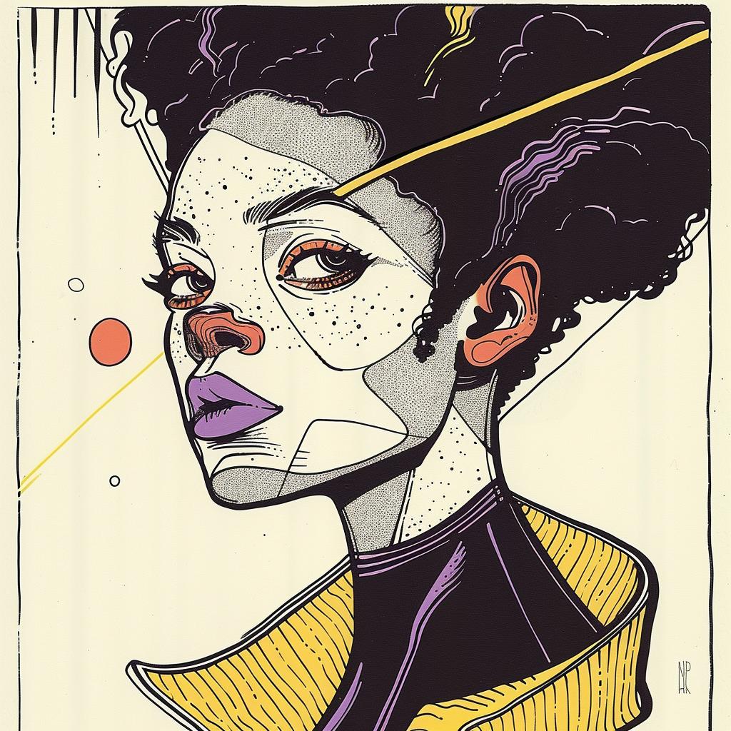 Pop  Art  African-American  female  afro  Patrick  Nagel  drawing  minimal  style 938150