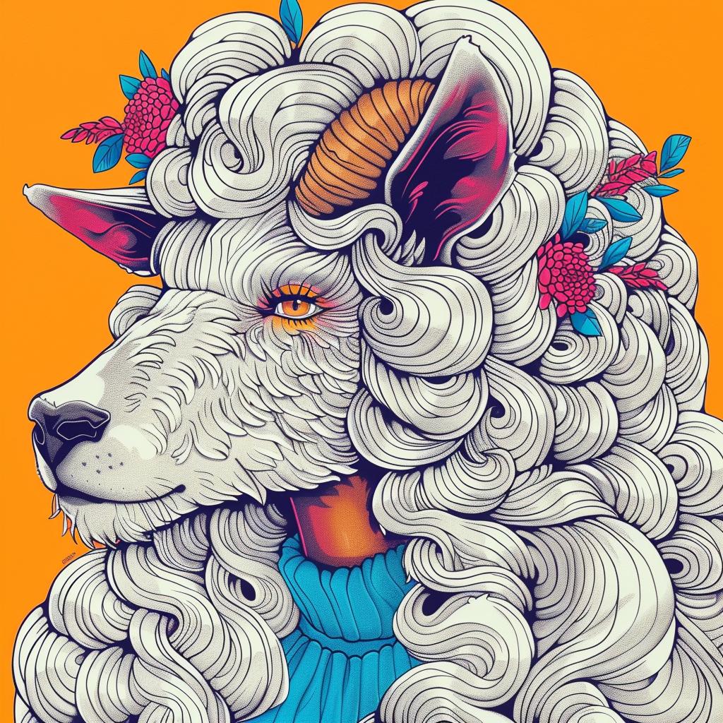 mythical  hybrid  wolf  sheep  sweater  fantastical  creature  long  hair  unique 941203