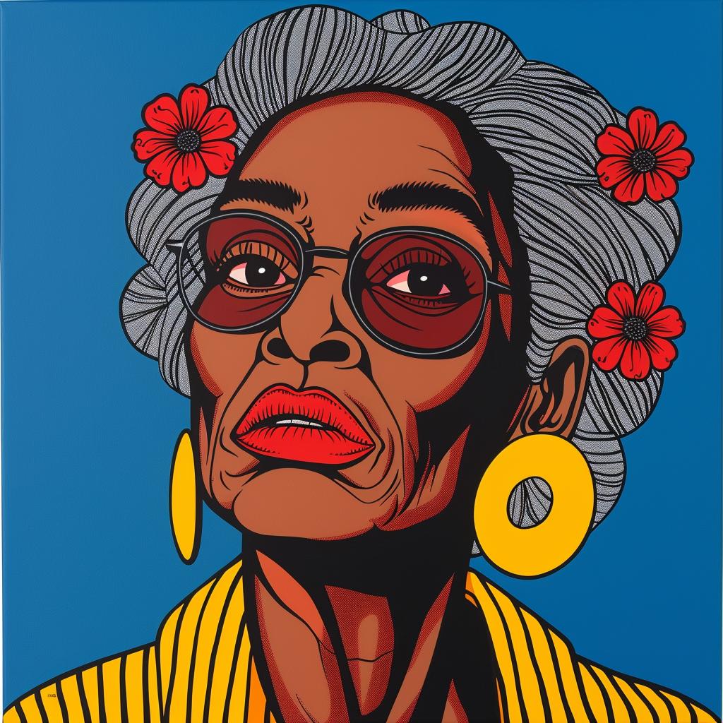 portrait  woman  African-American  elderly  glasses  flowers  art  expression  realism  age 972489
