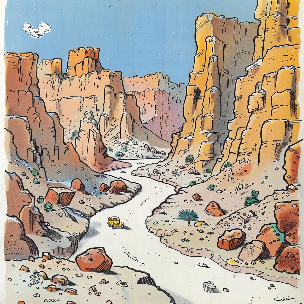 cartoon  desert  road  illustration  landscape  fun  colorful  art  canyon  view 938927