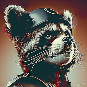 raccoon  helmet  gun  cartoon  character  whimsical  humorous  animal  illustration  action 1039596