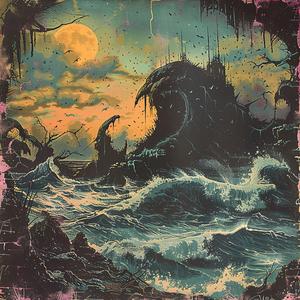 album  cover  ocean  chromolithography  dark  thematic  illustration  wave  death  art 1054830