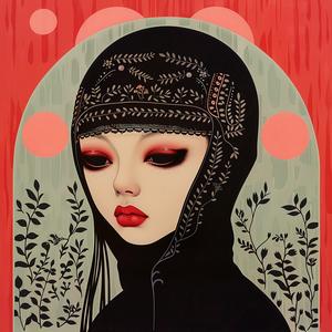 surreal  album  cover  woman  head  scarf  symbolist  art  hyper-realistic  painting 1075209