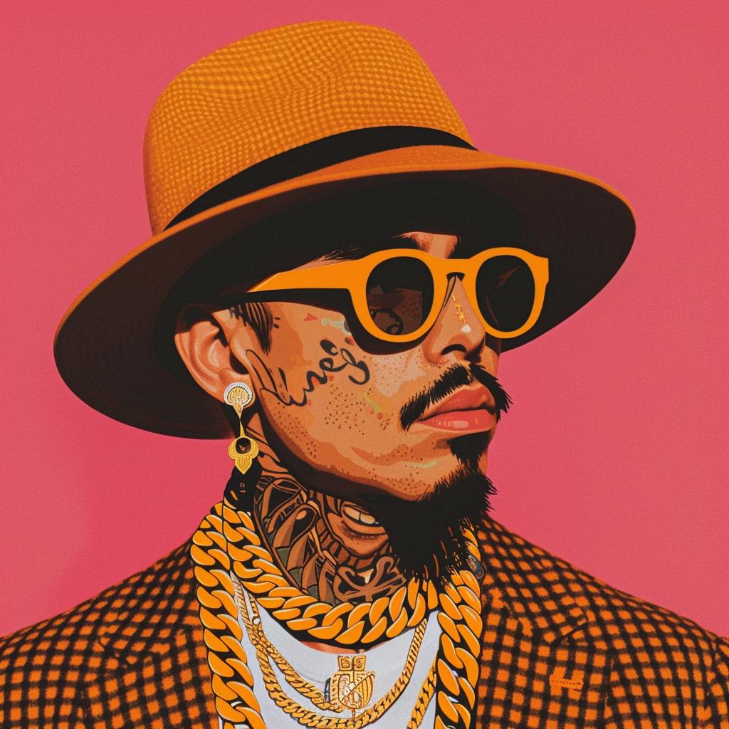 painting  rapper  gold  chains  hiphop  portrait  stylized  colorful  fashion  modern 1024487
