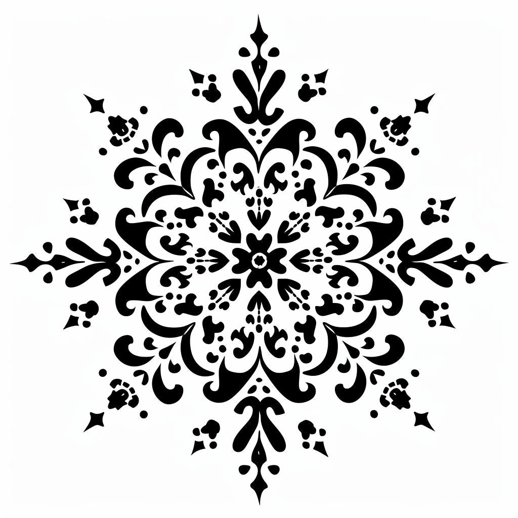 Norwegian  folk  art  symmetrical  minimalist  black  ornament  snowflake  white  background 938421