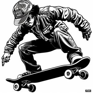 skateboarder  kickflip  black  white  illustration  action  dynamic  sport  movement  aerial 1070919