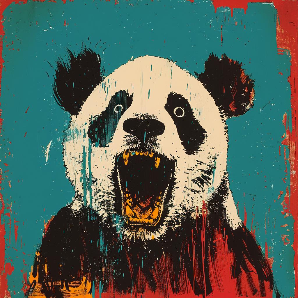 panda  scream  painting  animal  realistic  portrait  open-mouth  expression  colorful  wildlife 929091