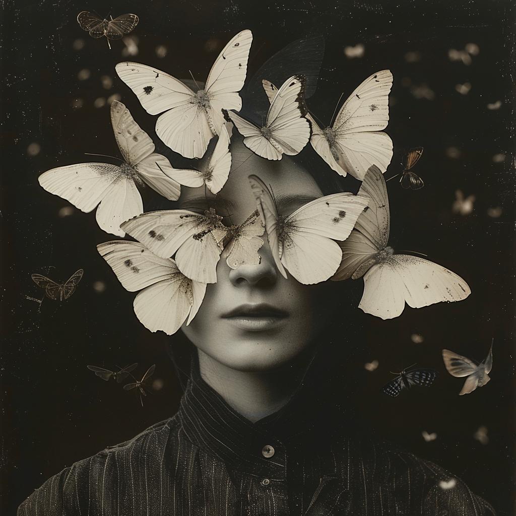 surreal  collage  butterflies  woman  highcontrast  fantasy  art  imaginative  whimsical  colorful 970881