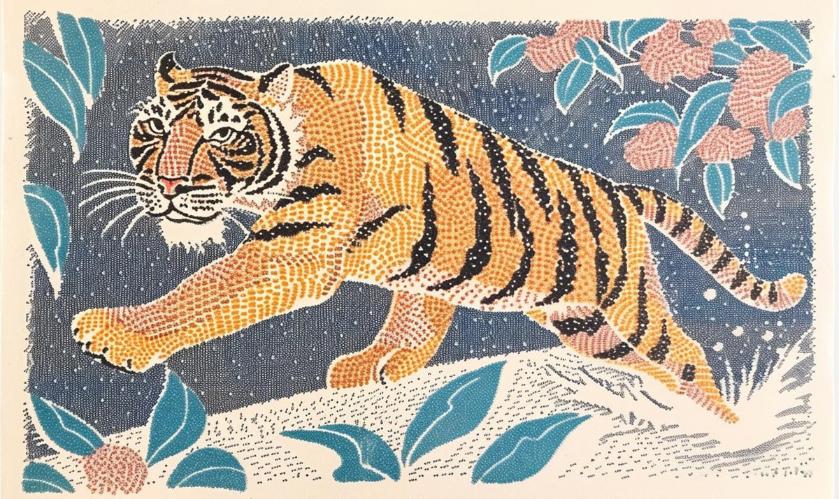 tiger  walking  field  flowers  nature  wildlife  serene  flora  tranquil  feline 961009