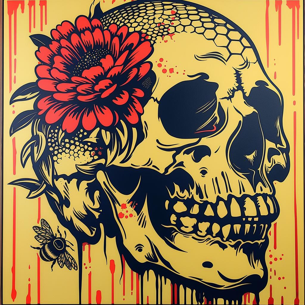 skull  flower  gold  red  animated  vibrant  illustration  decrepit  hive  nature 944734