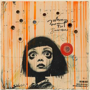 encaustic  painting  girl  black hair  orange  expressive  vibrant  face  colorful  artistic 1065387