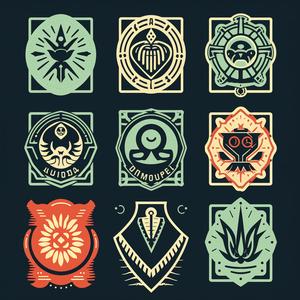 badges  bright  occult  vector  minimal  design  floral  symmetrical  tattoo  symbols 1078858