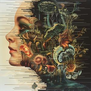 woman  plants  flowers  face  chromolithography  figurative  vibrant  nature  portrait  colorful 1050342