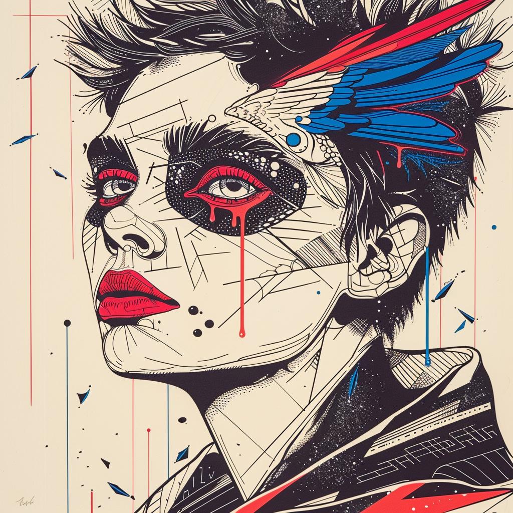 DADA  art  bluebird  creature  four-eyes  dripping  makeup  vivid  poster  whimsical 939438