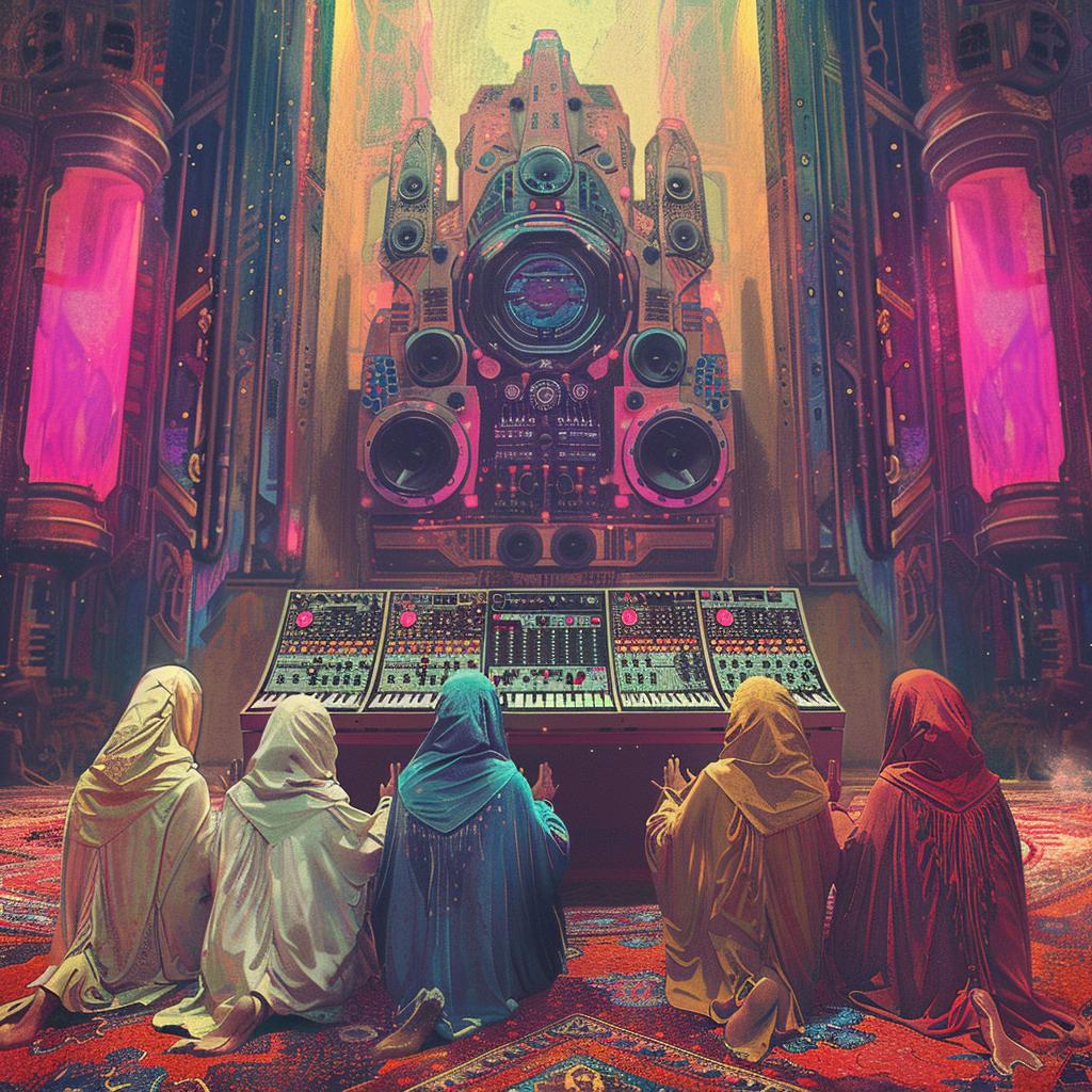 psychedelic  70s  worshipers  synthesizer  colorful  sitting  art  spiritual  music  vibrant 1029020