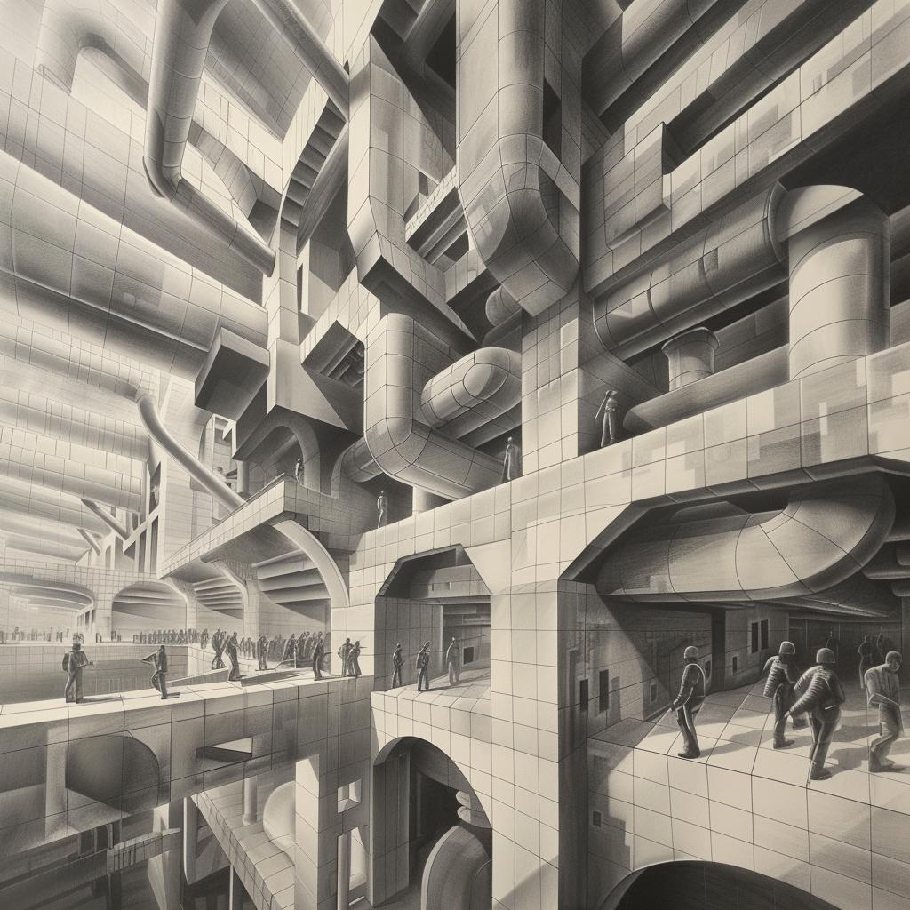 factory  futuristic  people  towers  silhouettes  urban  drawing  architecture  industrial  sci-fi 944694