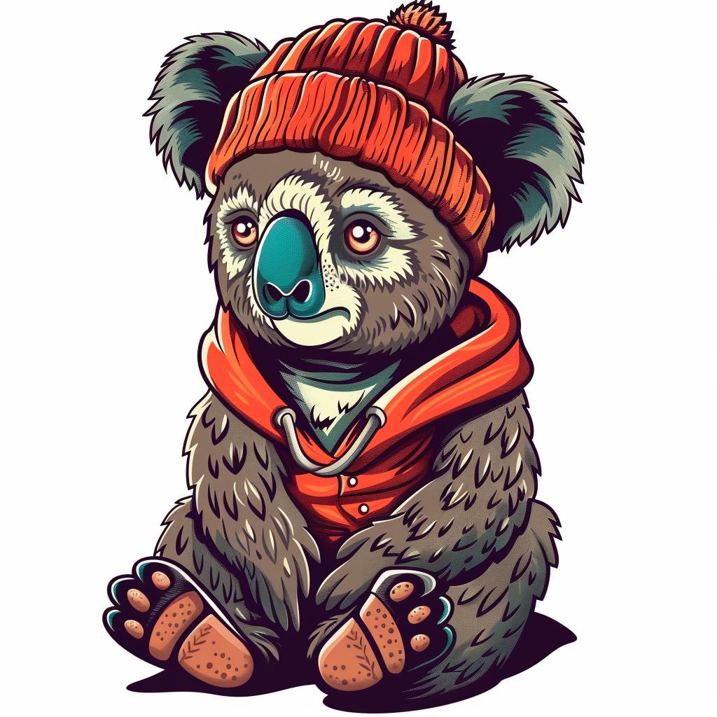 koala  cartoon  cute  hat  scarf  red  baby  adventure  playful  minimal 958715