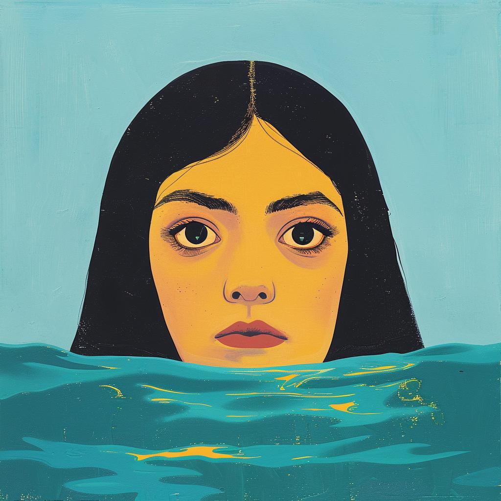 surreal  underwater  woman  painting  latina  vibrant  creative  expression  colorful  motion 1016892