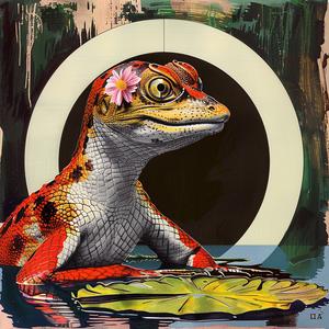chromolithography  lizard  flower  nature  vibrant  colorful  painting  delicate  realistic  art 1047446