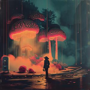 man  mushroom  cloud  nuclear  explosion  vintage  dramatic  chromolithography  surrealism  dark 1060315
