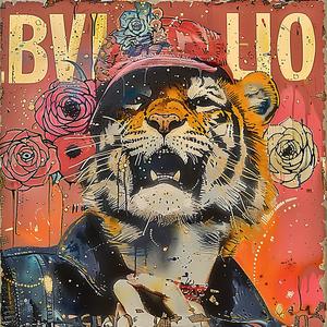 tiger  flowers  graffiti  colorful  nature  urban  stylized  vibrant  wildlife  art 1079264
