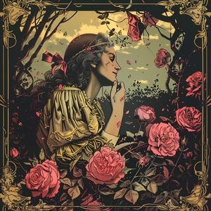 غلاف ألبوم فني، تصميم كروموجرافي، ورود، أزهار، رسم توضيحي رومانسي، عمل فني رقم 1053062