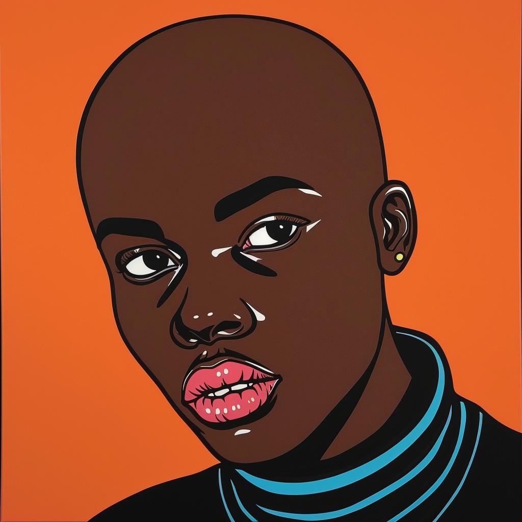 portrait  African  woman  bald  black  background  artistic  color  realism  expression 973863