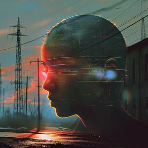 man  glowing  head  city  street  holography  modern  urban  light  surreal 1060188
