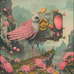 chromolithography  bird  camera  hill  nature  surreal  vivid  whimsical  landscape  artistic 1059491