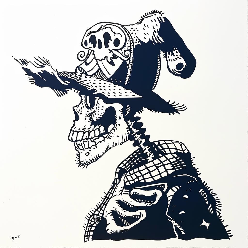 skeleton  skull  hat  drawing  front-facing  graphic  illustration  bones  dark  streetart 1027547