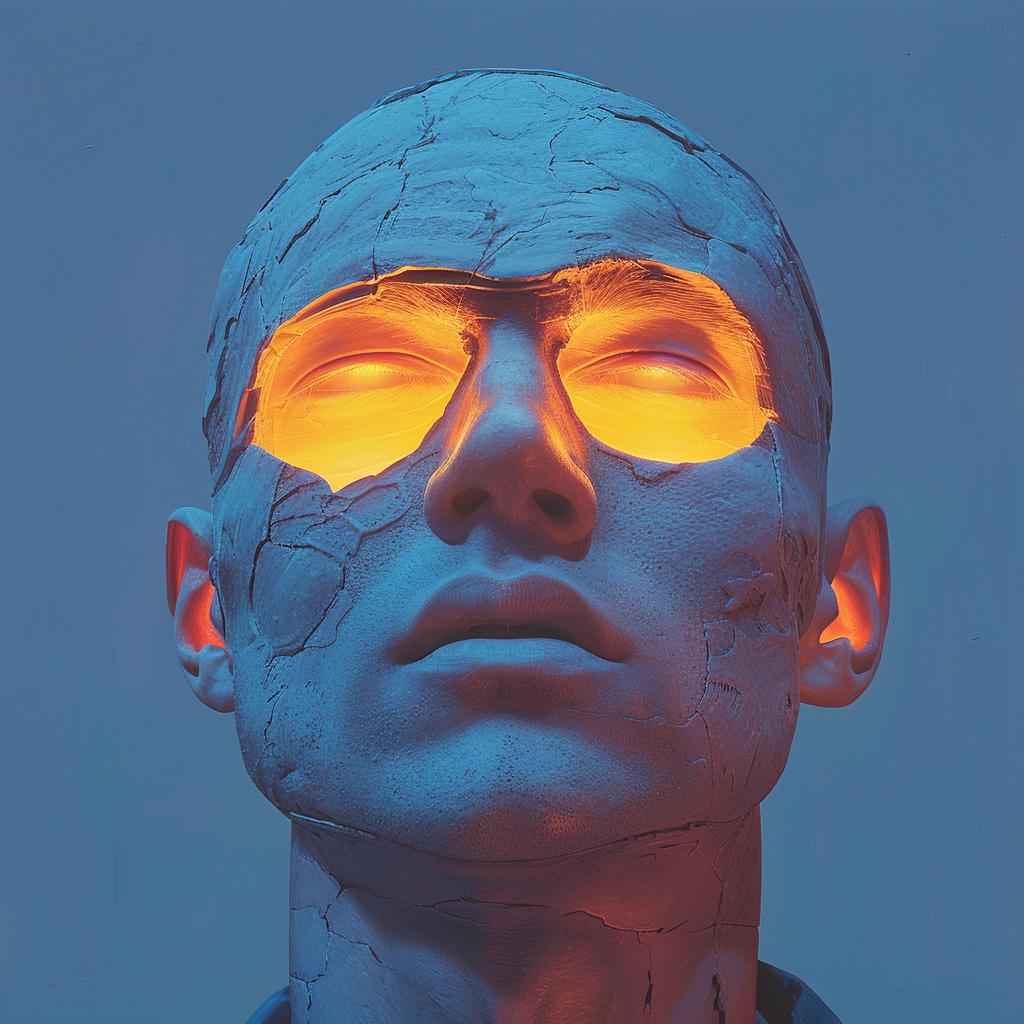 man  blue  face  surreal  lighting  double  exposure  photography  glow  cyborg 1031840