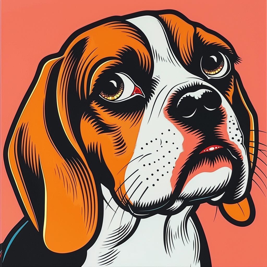 beagle  dog  orange  background  painting  friendly  happy  art  playful  stylized 973853