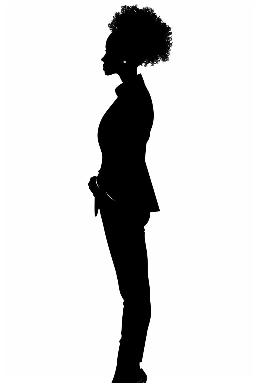 woman  business  attire  African-American  silhouette  white  background  vector  afro  SVG 954311