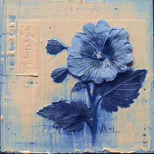 encaustic  paint  palette-knife  impasto  blue  flower  white  surface  art  nature 1066465