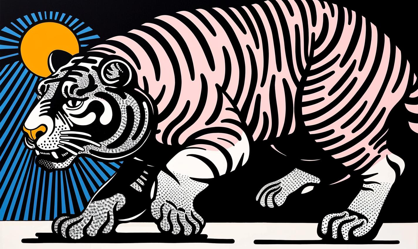 tiger  leaping  pop art  stylized  colorful  animal  graphic  vibrant  contemporary  bold 1021994