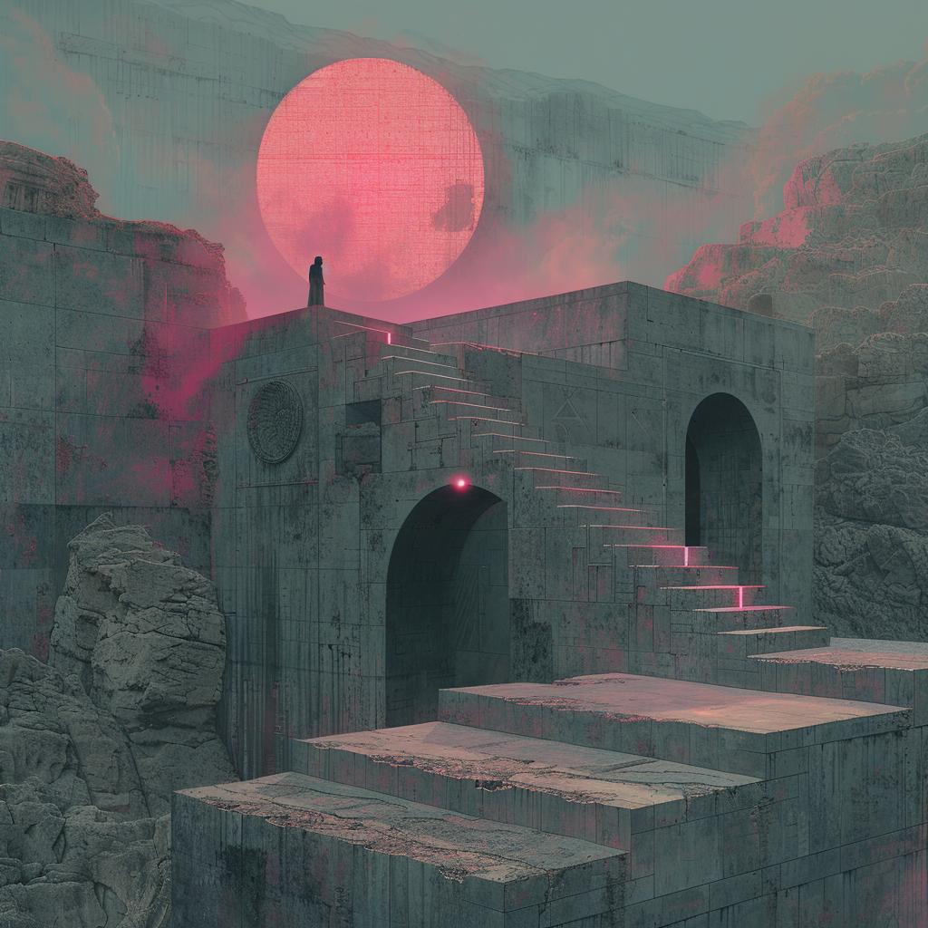 surreal  album  cover  introspective  naturalistic  occult  neon  view  stairway  sun 974662