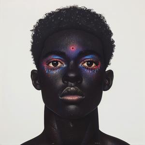 Pop  Art  African-American  male  blue  pink  makeup  Troy  Brooks  portrait 1074356