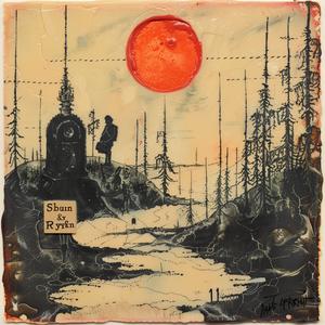 encaustic  man  red  sun  atmospheric  surreal  textured  vibrant  narrative  symbolic 1067624